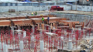 Barselona, katalonya, İspanya 'da yeni bir konut inşaatı yapılan inşaat alanı..