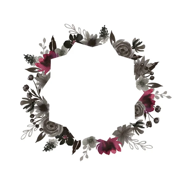 Elegant floral frame for celebration design. Rustic floral frame watercolor for print design.
