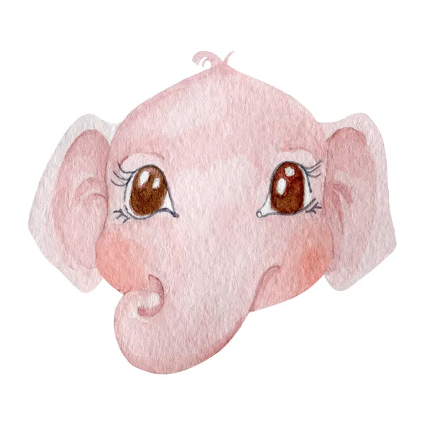 Hand Painted Pink Elephant Isolated White Background Cute Baby Elephant — Stock Photo, Image