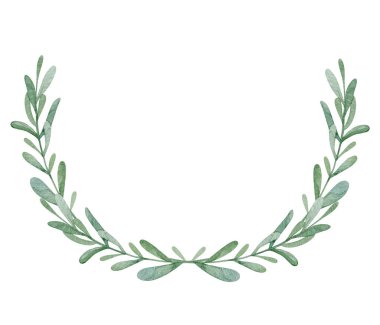 Yeşil yapraklar suluboya resimleme çerçevesi. Yeşillik sınırı beyaz arkaplanda izole edildi.
