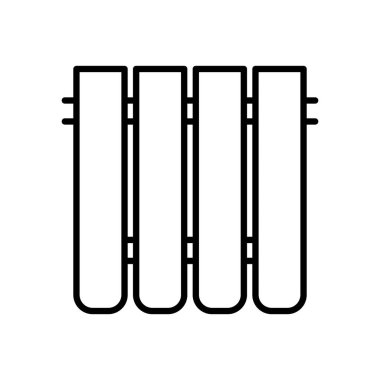 Radyatör ikonu vektör illüstrasyonu. Isıtma radyatörü simgesi beyaz arkaplanda izole edildi.
