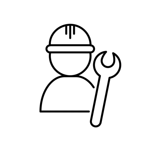 Working Man Wrench Icon Isolated White Background Technician Icon Vector — Stock Vector