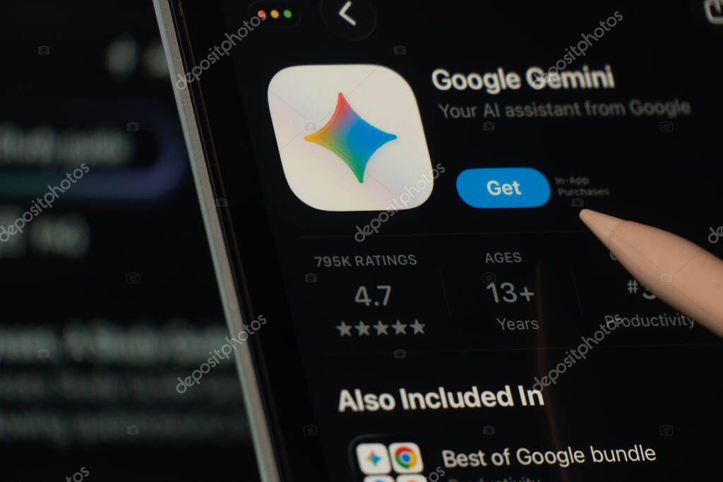 Dhaka, Bangladesh- 24 Oct 2025: A iPad screen displaying the Google Gemini app on App store.