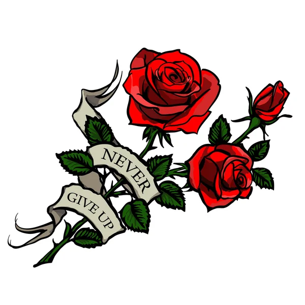 Vector tatuaje rosas rojas — Vector de stock