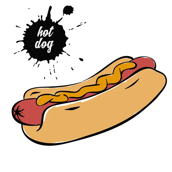 Hotdog with mustard — Stock Vector