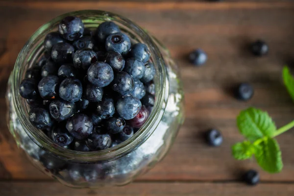 Blueberry przeciwutleniacz organiczny pożywienie w słoiku — Zdjęcie stockowe