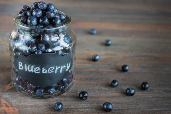 Blueberry przeciwutleniacz organiczny pożywienie w słoiku — Zdjęcie stockowe