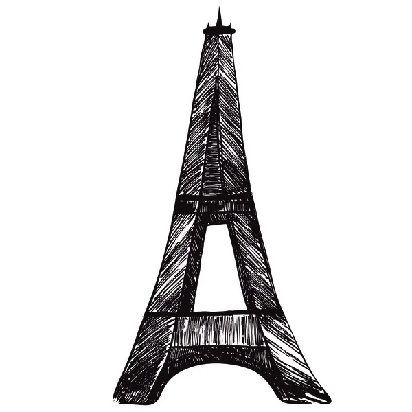Illustration de croquis Tour Eiffel. Timbre Shabby ou France — Image vectorielle