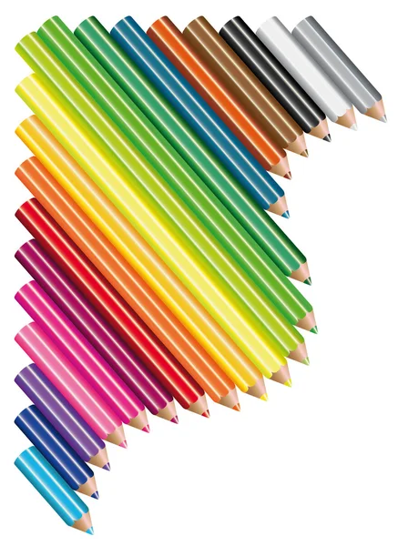 Conjunto de lápices de colores sobre fondo blanco. Ilustración vectorial. Material de oficina . — Vector de stock