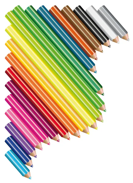 Set crayons de couleur sur fond blanc. Illustration vectorielle. Fournitures de bureau . — Image vectorielle