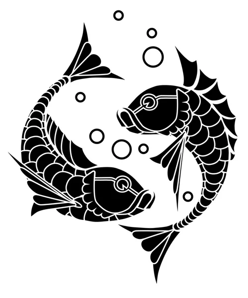 Fish, isolated black image on a white background, background — Wektor stockowy