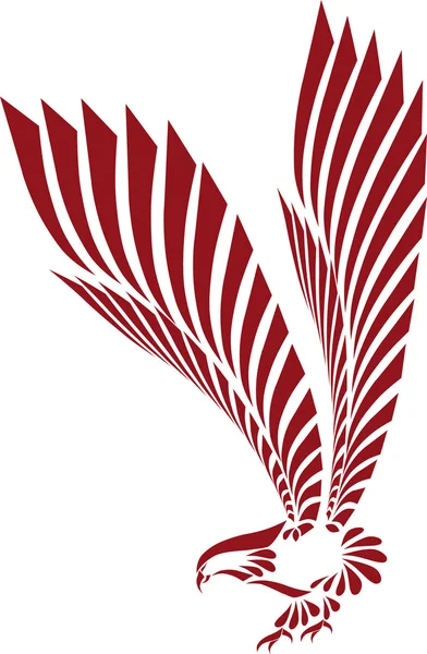 Águila roja, aislada sobre fondo blanco, tatuaje , — Vector de stock