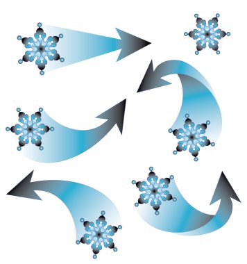 Kar taneleri ok etiketleri, vektör çizim seti