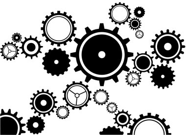 Dişliler, saat gibi. dekorasyon için beyaz arka plan üzerinde. hareket. zaman