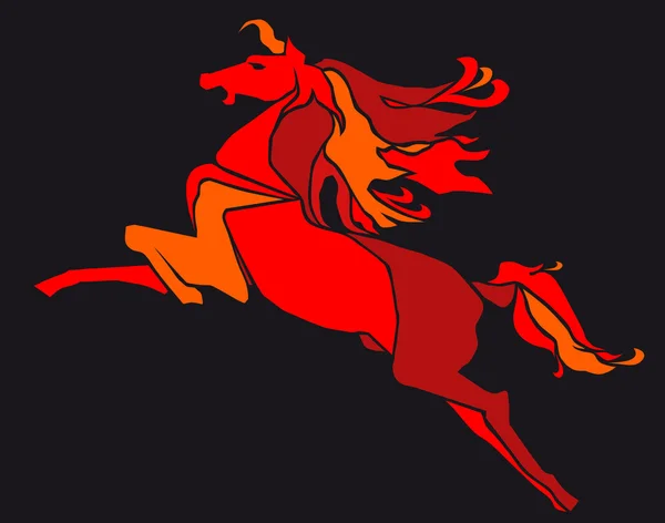 Caballo rojo sobre fondo negro. para la decoración . — Archivo Imágenes Vectoriales