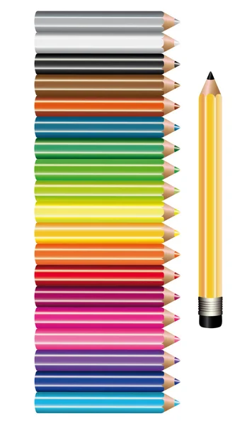 Set colored pencils on white background. Vector illustration. Office supplies. — Stock Vector