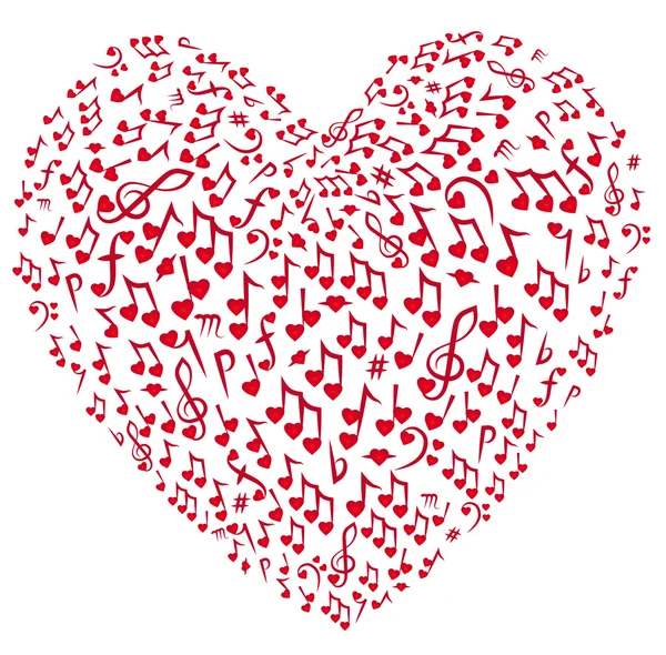 Музыкальный фон Notes heart — стоковый вектор