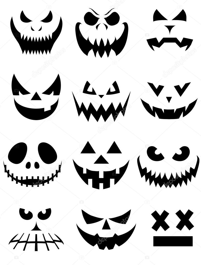 Rostos Assustadores Engraçados Abóbora Fantasma Halloween Conjunto Colecção  Vectores Eps imagem vetorial de nastudio© 407482304