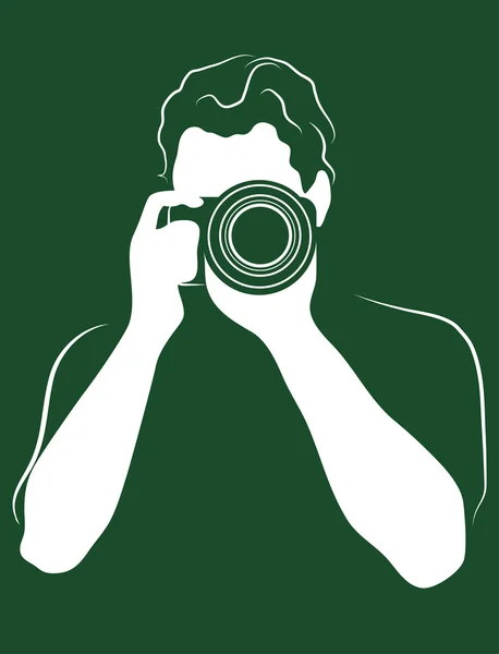 Fotógrafo con la cámara. Icono. Profesión, aficiones — Vector de stock