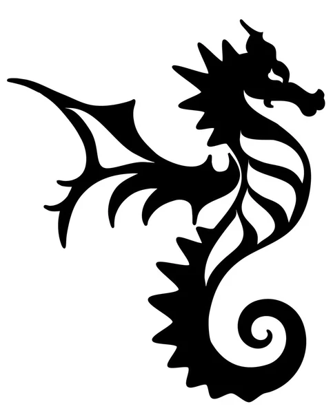 Sea Horse, tatuaż, abstrakcyjnego obrazu dla wydruków na białym tle. Życie morskie, ikona — Wektor stockowy