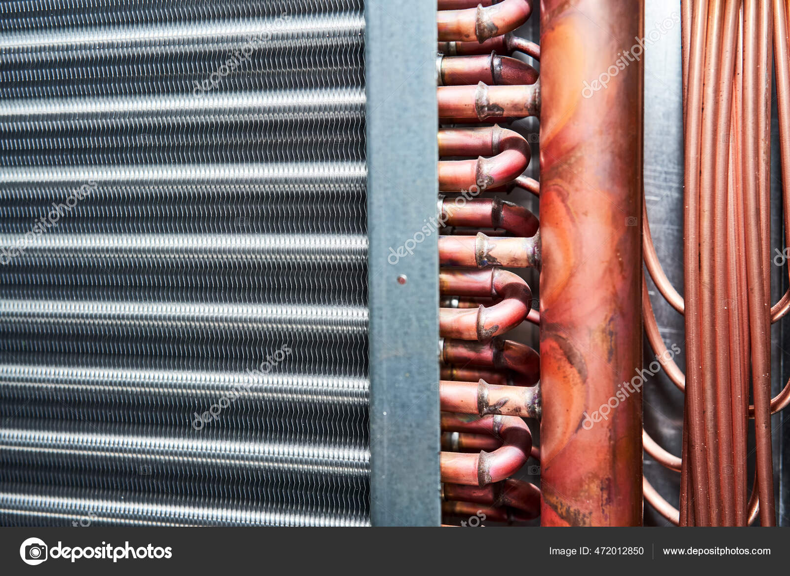 空气处理单元热交换器冷凝器蒸发器暖气冷却特写 — 图库照片©leschenko.inbox.lv＃472012850