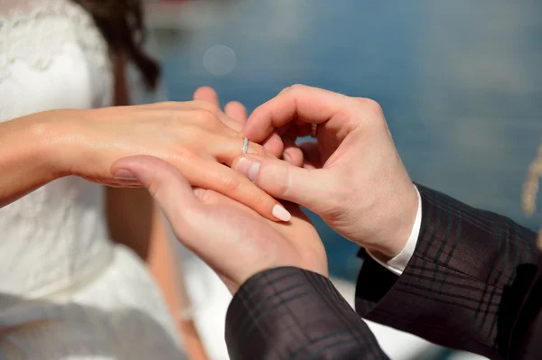 Wedding Decoration Ideas Loving Newlyweds Wedding Rings — Stock Photo, Image