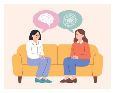 Bir Koltukta Duygularını Tartışan İki Kadın Ruh Sağlığı Terapisi.