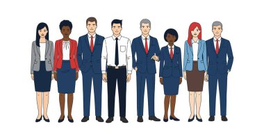 Çeşitli iş adamları bir araya gelerek takım çalışmasını ve birliğini gösteriyor.