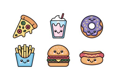 Gülen Yüzlü ve Kawaii Tarzı ile Şirin Fast Food Set