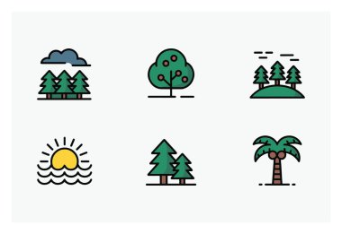 Modern ana hatlarıyla ağaç ve doğa simgelerinin toplanması