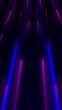 Canlı mavi ve turuncu dikey ışık çizgileriyle hızlı bir sürücüyü ya da karanlık bir boşlukta uçuşu taklit eden bir döngü hareketi grafiği.