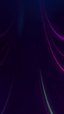 Karanlık bir tünelde hızlı bir hareketi canlandıran büyüleyici bir dikey döngü, parlak turuncu, sarı ve mor dikey ışık çizgileriyle aydınlatılıyor..