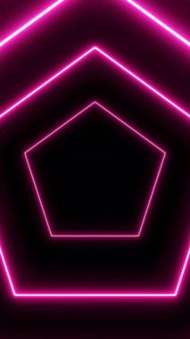 Çerçeve ya da kenar gibi davranan parlayan pembe neon beşgen şekilli şık bir dikey döngü, modern video tanıtımları ya da gösterimleri için mükemmel.