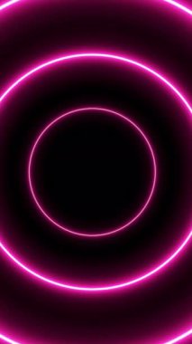 Soyut bir tünele düşmenin etkisini yaratan parlak, neon daireler içeren hipnotik bir dikey döngü..