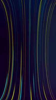 Hızlı hareket eden, mavi, sarı ve turuncu kıvrımlı ışığın oluşturduğu kusursuz bir dikey döngü dijital warp tüneli yanılsaması yaratır..