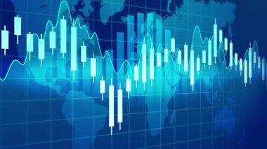 Bir şamdan şeması ve bir çubuk grafiğinin kombinasyonunu içeren dinamik bir hareket grafiği, karmaşık finansal verileri göstermek için ideal.