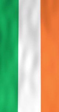 İrlanda Bayrağı Dikey Video Gerçekçi Dalgalanma Üçlü Renk Animasyonu
