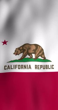 California Eyaleti Bayrak Canlandırması Kusursuz Döngü 4K Dikey Döngü 9: 16 Ayı Bayrağı Hareketi Arkaplanı