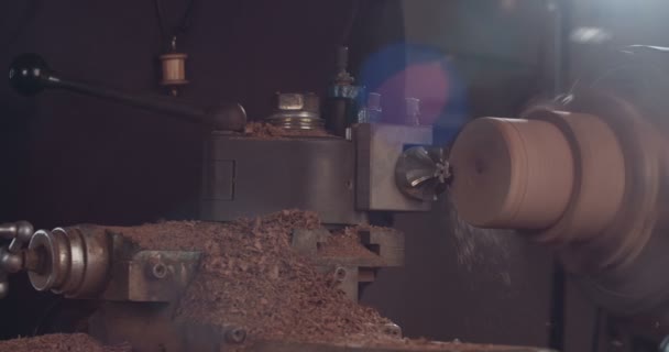 Man aan het werk met hout met behulp van schrijnwerker — Stockvideo