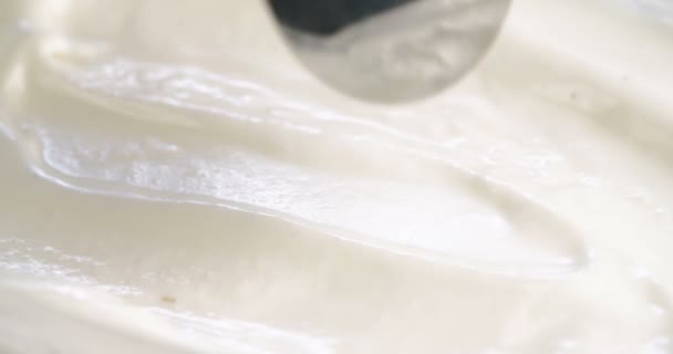 Close up of vanilla ice cream scooping — Stock Video