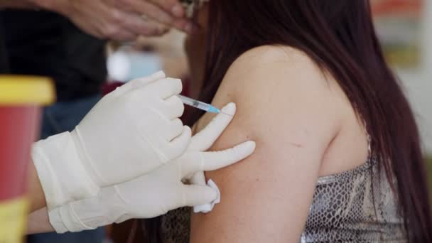 Haifa, Israel - January 2, 2021. People getting the Pfizer Covid-19 vaccine — Stock Video