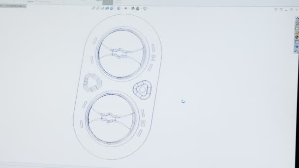 Footage Insinyur Industri menggunakan CAD Program untuk merancang bagian-bagian — Stok Video
