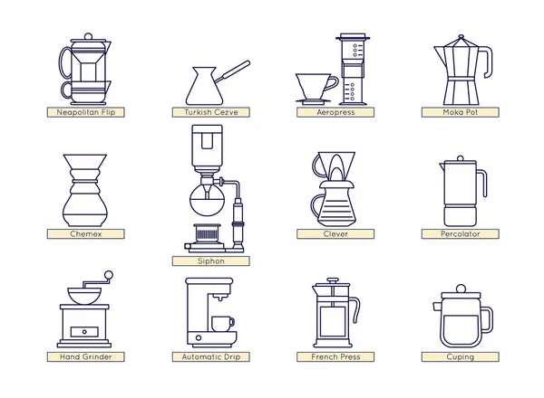 Різні способи приготування кави — стоковий вектор