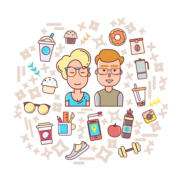 Couple urbain hipster — Image vectorielle