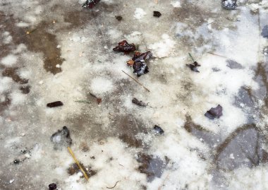 Buzlu kar ve ıslak asfalt yüzeyinde enkaz..