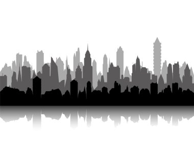 Çok düzeyli cityscape silüeti