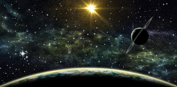 Büyük gezegen, gezegen ve yıldız — Stok fotoğraf