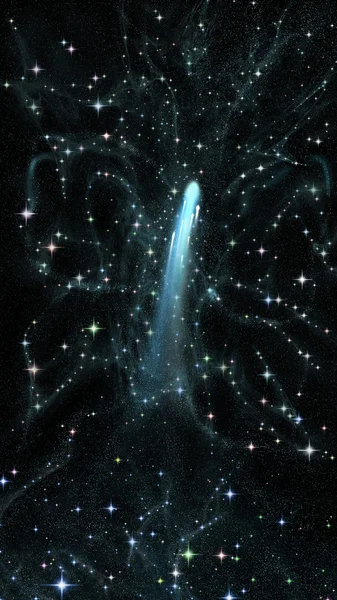 Comet over space nebula — Stock Photo, Image