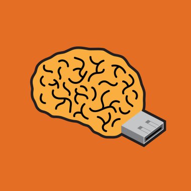 Beyin Usb birden parlamak. Yaratıcı illüstrasyon.