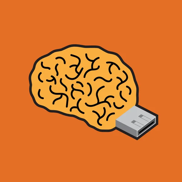 Flash USB cerebral. Ilustração criativa . — Vetor de Stock